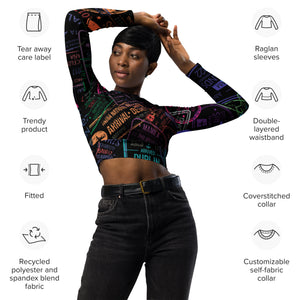 CHAOTIC PASSPORT Recycled long-sleeve crop top